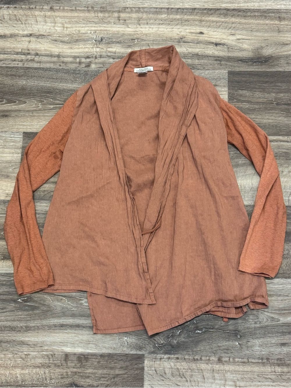 Prairie Underground Hemp Draped Clay Open Front Cardigan Women’s Small